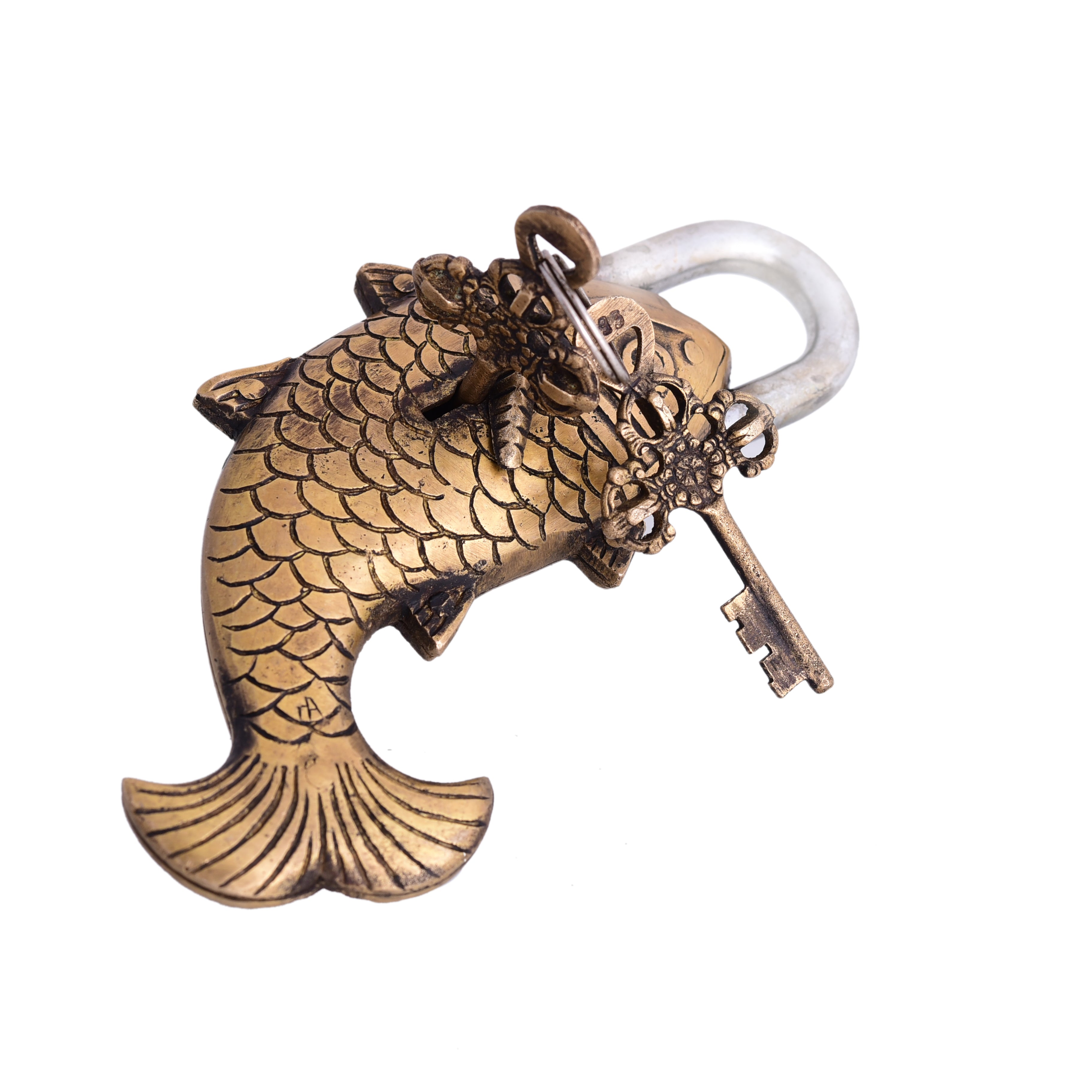 Brass Fish Door Lock With Two Keys (3 Inch) – Vedansh Craft