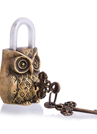 Brass Owl Door Lock With Three Brass Keys