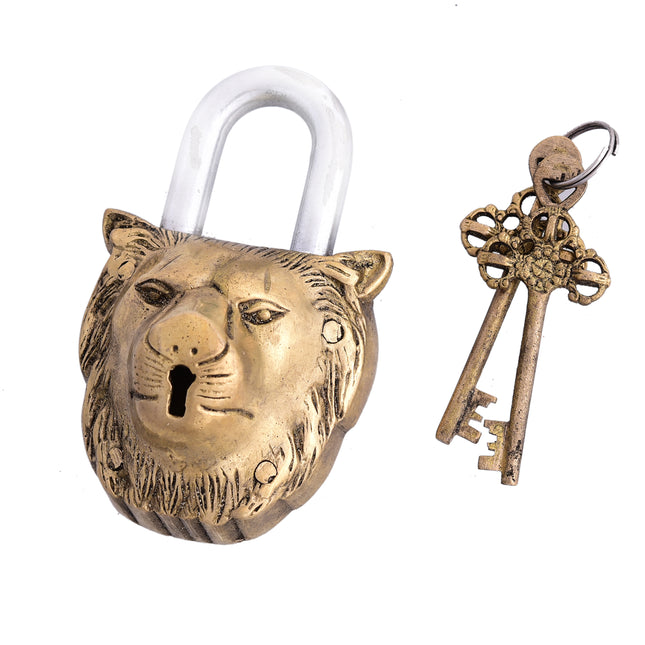 Brass Lion Face Door Lock With Three Brass Keys