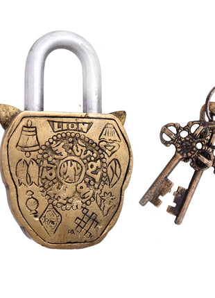 Brass Lion Face Door Lock (5 Inch)