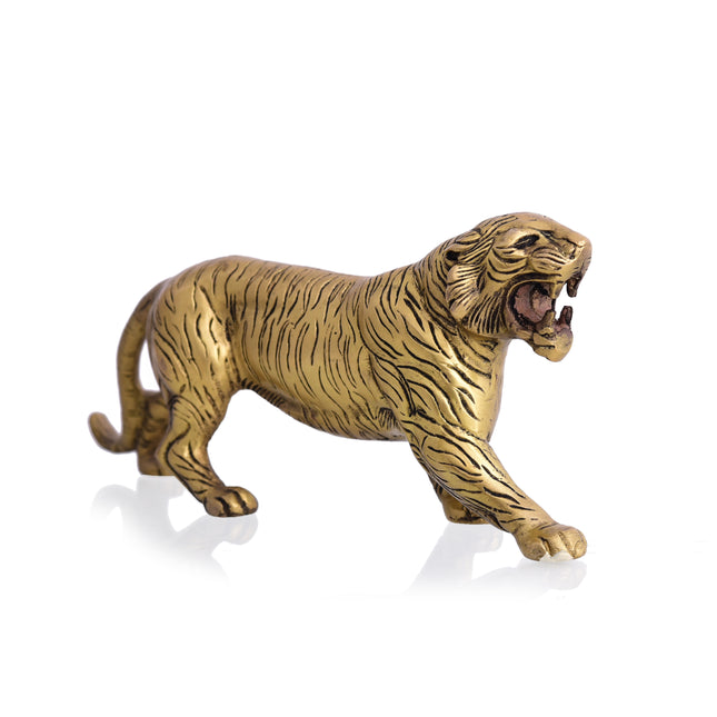 Brass Roaring Tiger Statue