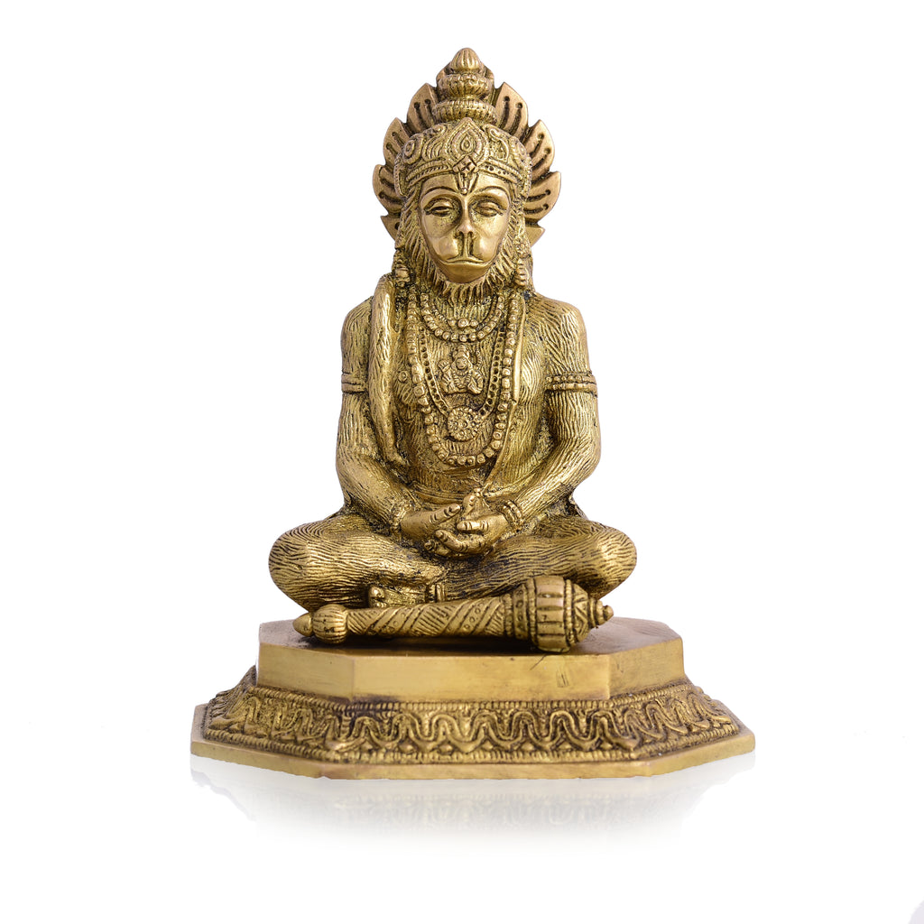 Brass Sitting Hanuman Idol (7 Inch) – Vedansh Craft