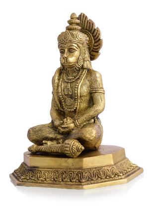 Brass Sitting Hanuman Idol (7 Inch)