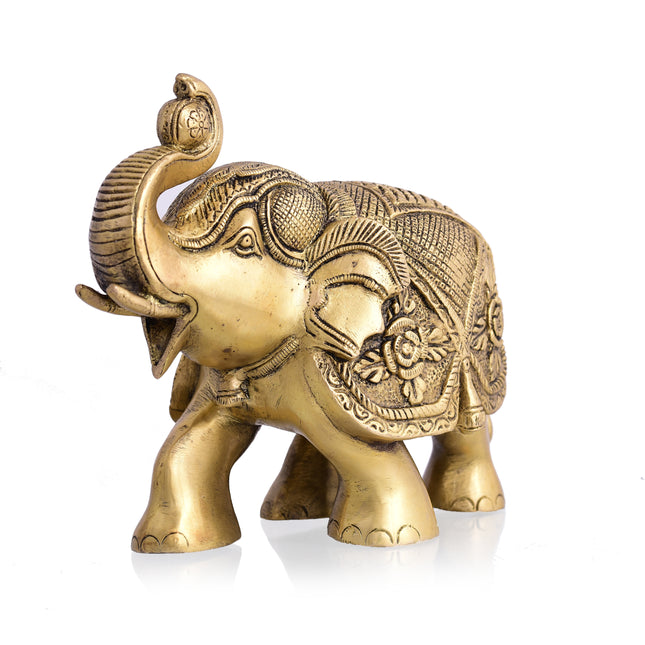 Brass Elephant Royal Statue (6.5 Inch)