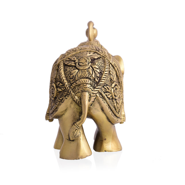Brass Elephant Royal Statue (6.5 Inch)