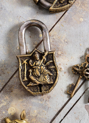 Brass Saraswati Door Lock (4.5 Inch)