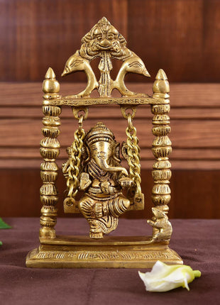 Brass Ganesha On Swing/Jhula (7.5 Inch)