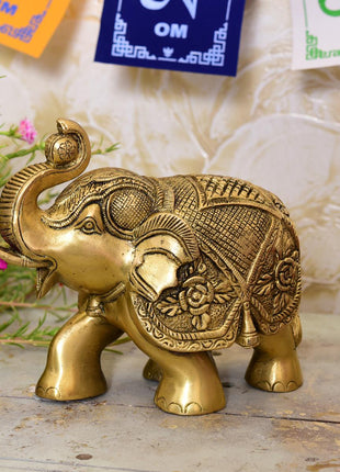 Brass Elephant Royal Statue (6.5 Inch)