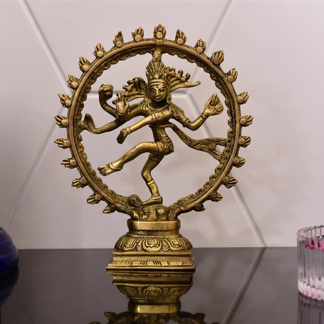 Brass Nataraja Dancing Shiva Idol (9 Inch)