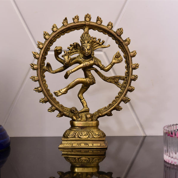 Brass Nataraja Dancing Shiva Statue (8 Inch)