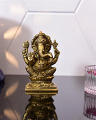 Brass Blessing Ganesha Idol (4.8 Inch)