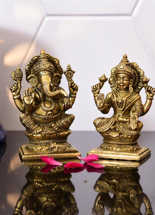 Brass Ganesha And Lakshmi Set