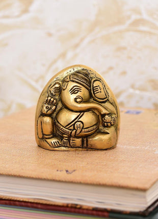 Brass Coconut Shape Ganesha Idol (2.2 Inch)