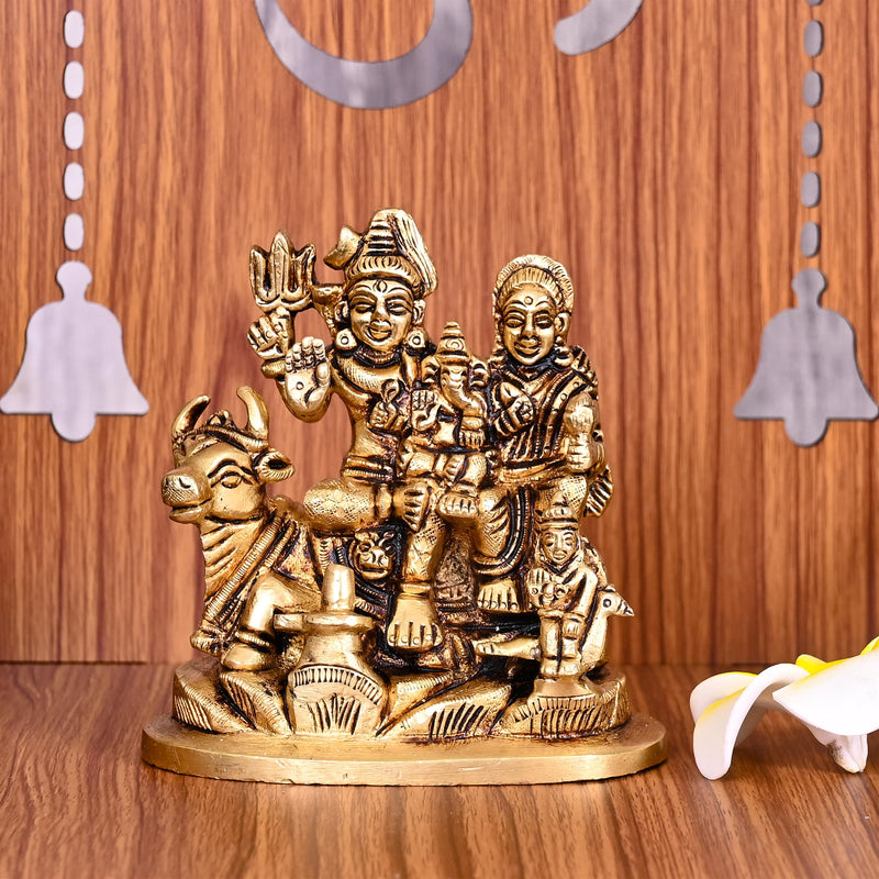Brass Shiva Family Statue (4.2 Inch)
