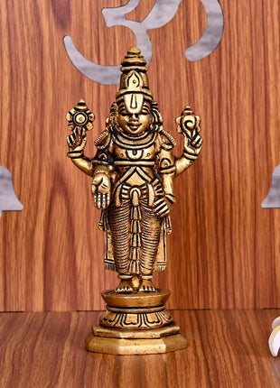 Brass Tirupati Balaji/Venkateshwar Idol (6 Inch)