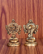 Brass Shankh Chakra Decor Set (2 Inch)
