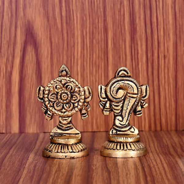 Brass Shankh Chakra Decor Set (2 Inch)