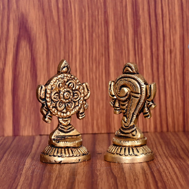 Brass Shankh Chakra Decor Set (2 Inch)