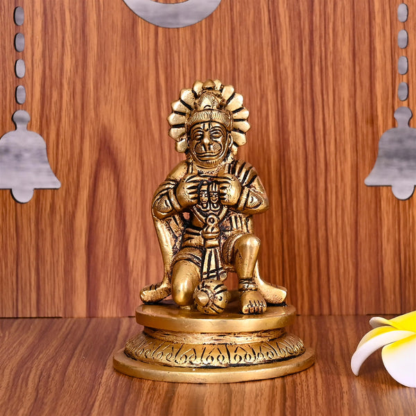 Brass Lord Hanuman Sitting Idol (4.2 Inch)