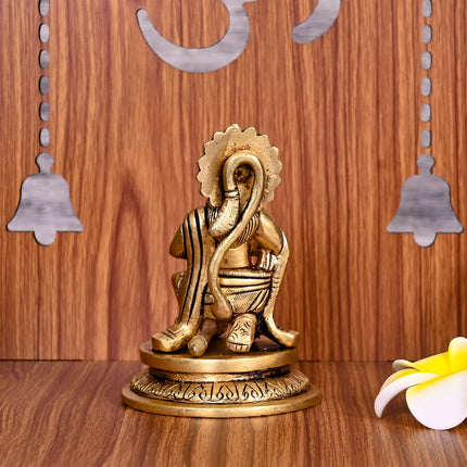 Brass Lord Hanuman Sitting Idol (4.2 Inch)