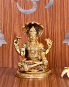 Brass Sitting Lord Vishnu Idol (4.5 Inch)