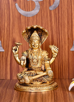 Brass Sitting Lord Vishnu Idol (4.5 Inch)