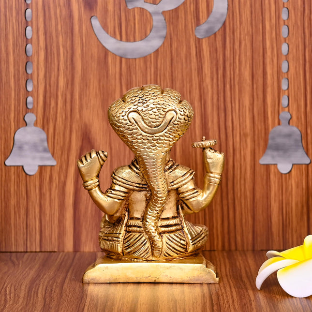 Brass Sitting Lord Vishnu Idol (4.5 Inch)