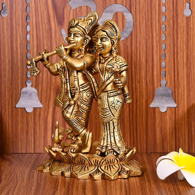 Brass Radha Krishna Idol (6.5 Inch)