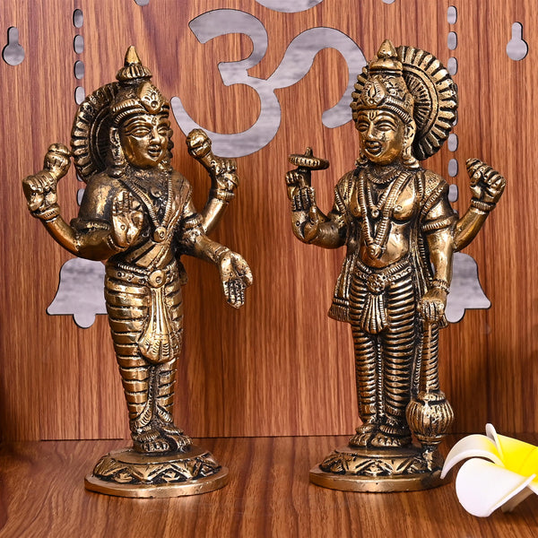 Brass Vishnu Lakshmi Idols Set (7 Inch)