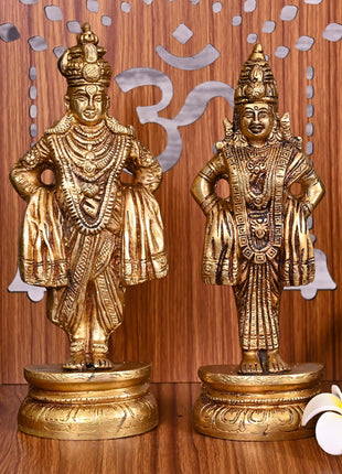 Brass Vitthal Rukmini Idols Set (8 Inch)