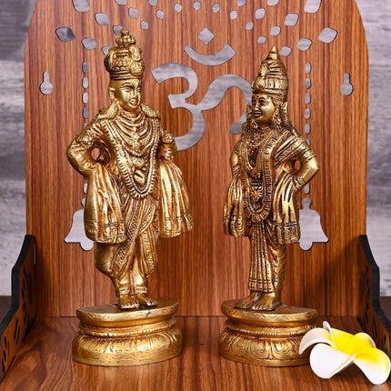 Brass Vitthal Rukmini Idols Set (8 Inch)
