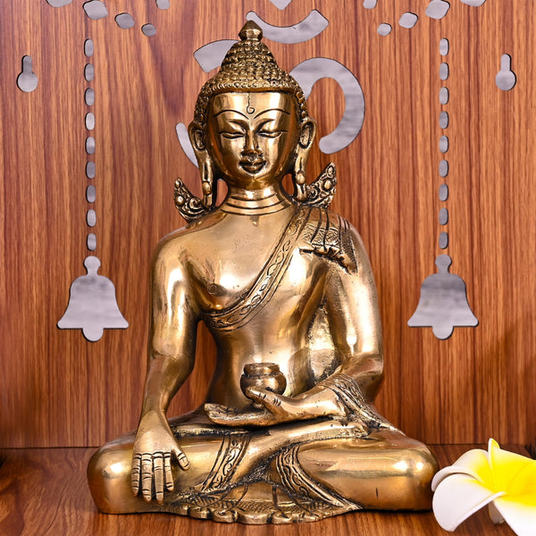 Brass Sitting Buddha Meditation Statue (7.8 Inch)