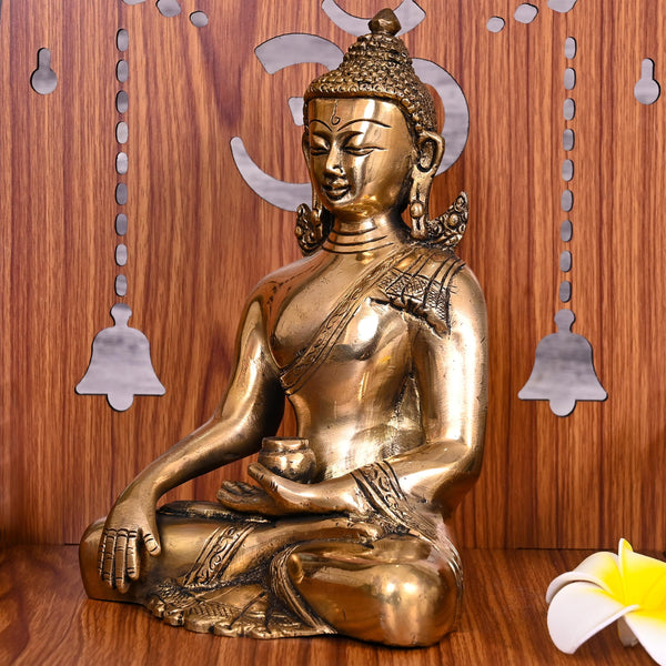 Brass Sitting Buddha Meditation Statue (7.8 Inch)