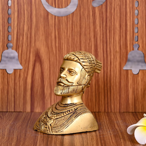 Brass Chatrapati Shivaji Maharaj Bust (3.5 )