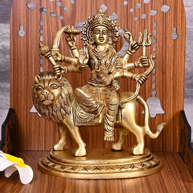 Brass Goddess Durga Statue (8 Inch)