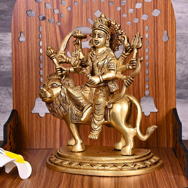 Brass Goddess Durga Statue (8 Inch)