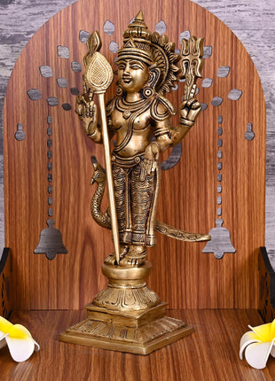 Brass Lord Murugan/Kartikeya Statue (11.5 Inch)