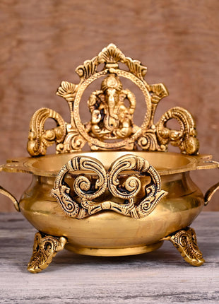 Brass Traditional Ganesha Urli/Floater (7 Inch)