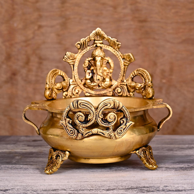 Brass Traditional Ganesha Urli/Floater (7 Inch)