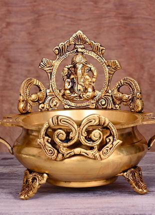 Brass Traditional Ganesha Urli/Floater (7 Inch)