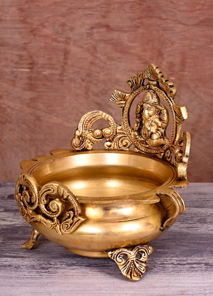 Brass Traditional Ganesha Urli/Floater (7 Inch)