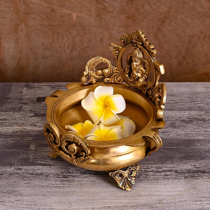 Brass Traditional Ganesha Urli/Floater (7 Inch)
