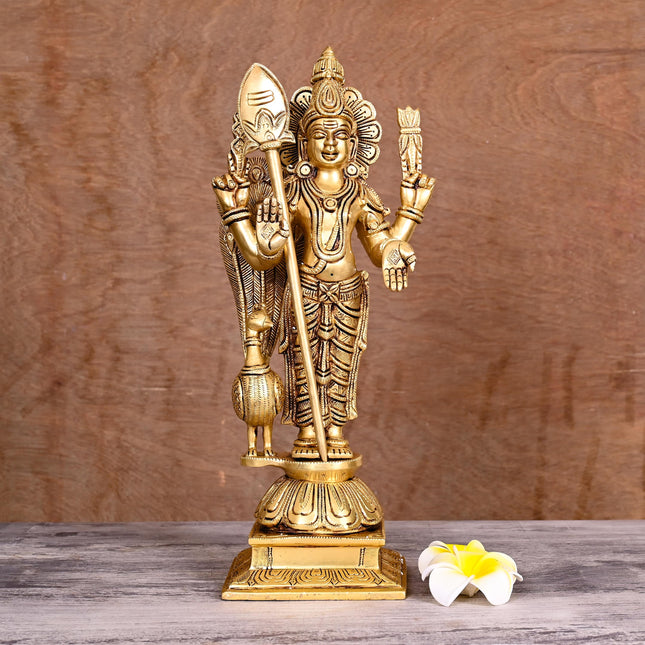 Brass Lord Murugan/Kartikeya Idol (14 Inch)