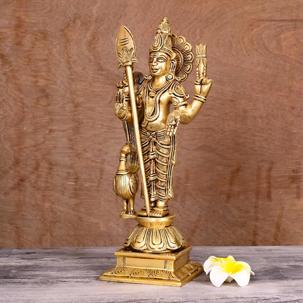 Brass Lord Murugan/Kartikeya Idol (14 Inch)