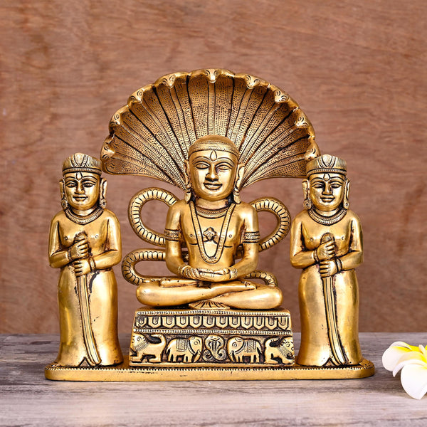 Brass Mahavir/Parsnath Swami Statue (8.5 Inch)