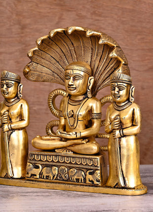 Brass Mahavir/Parsnath Swami Statue (8.5 Inch)