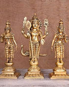 Brass Lord Murugan With Devasena And Valli Statues (11