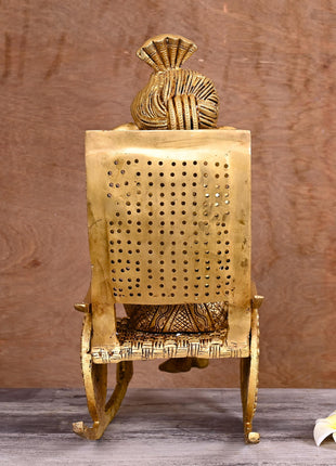 Brass Lord Ganesha Resting On Chair (15.5 Inch)