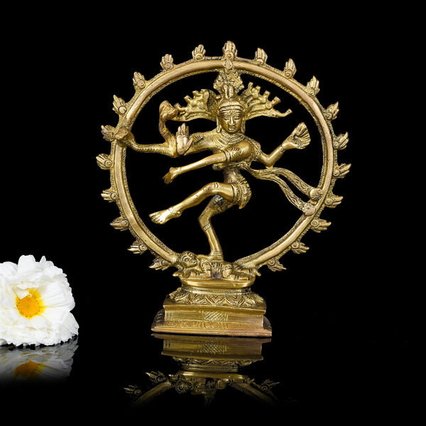 Brass Nataraja Dancing Shiva Idol (7.2 Inch)