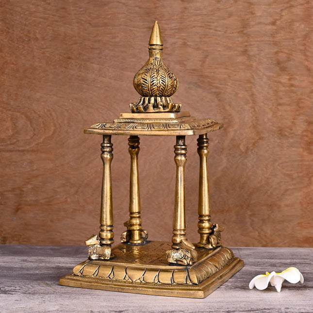 Brass Handcarved Temple (12.5 Inch)